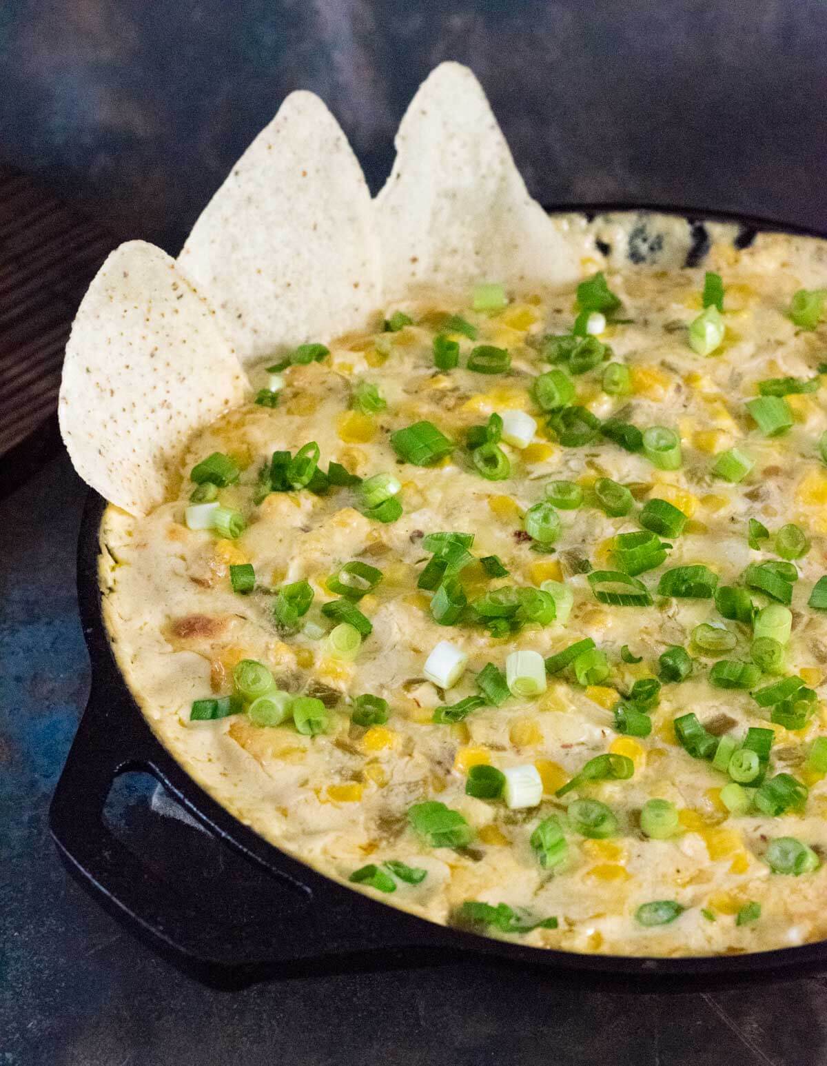 Cheesy hot corn dip.