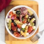Cold pasta salad recipe with Italian dressing.