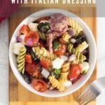Cold pasta salad with Italian dressing.
