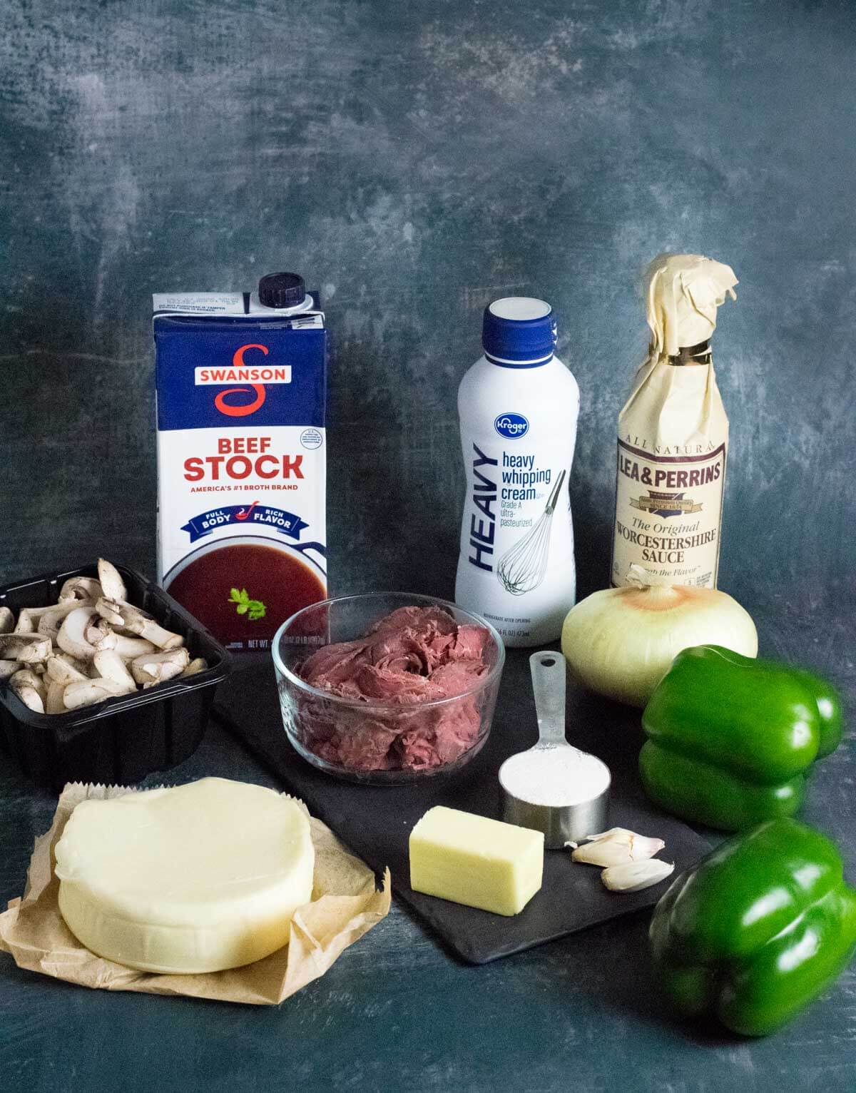 Showing Philly cheesesteak soup ingredients.