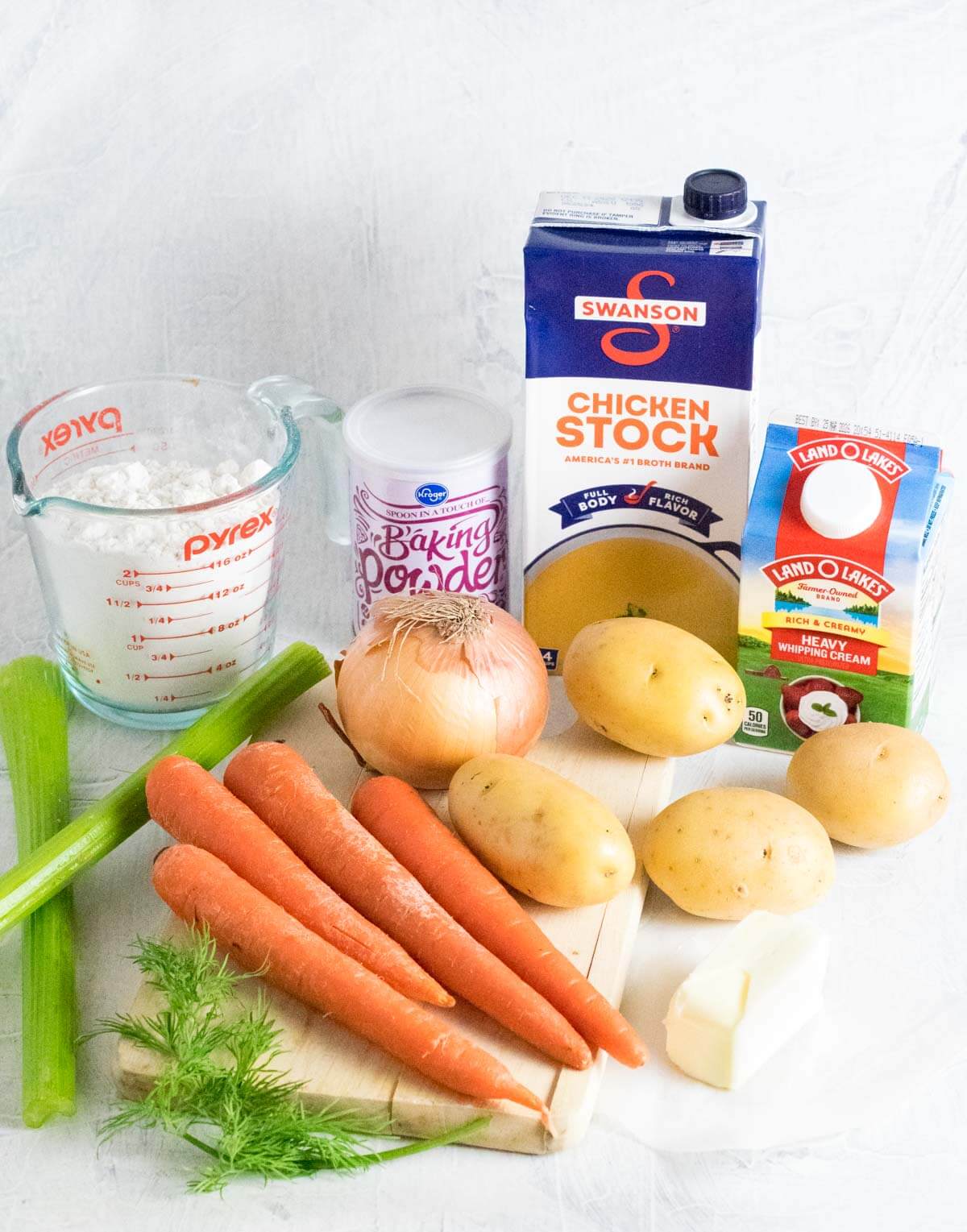 Showing ingredients for Knoephla soup.