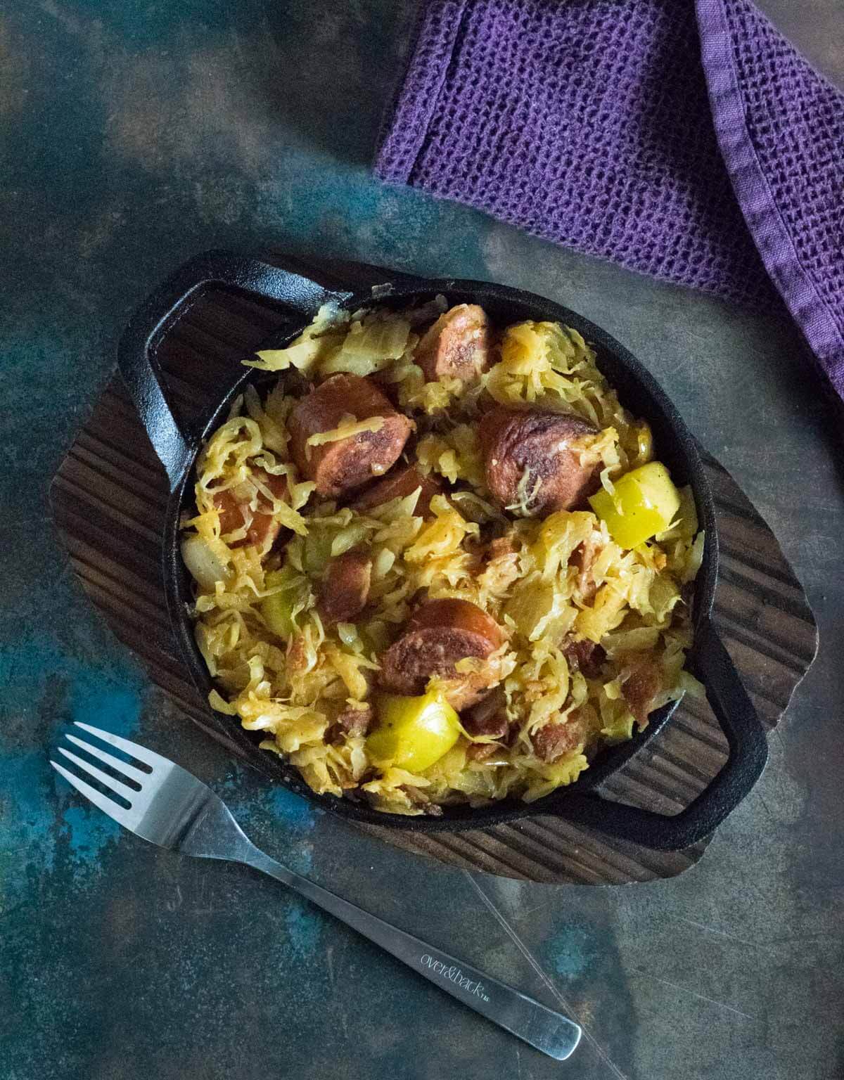 Sausage and sauerkraut.