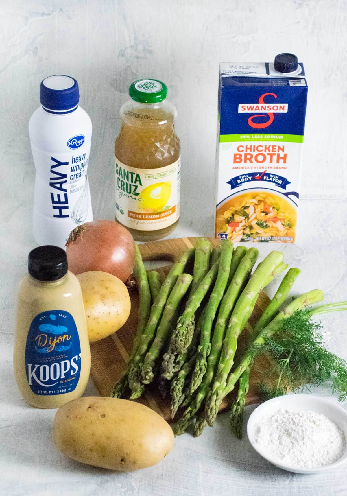 Showing ingredients for Asparagus potato soup.