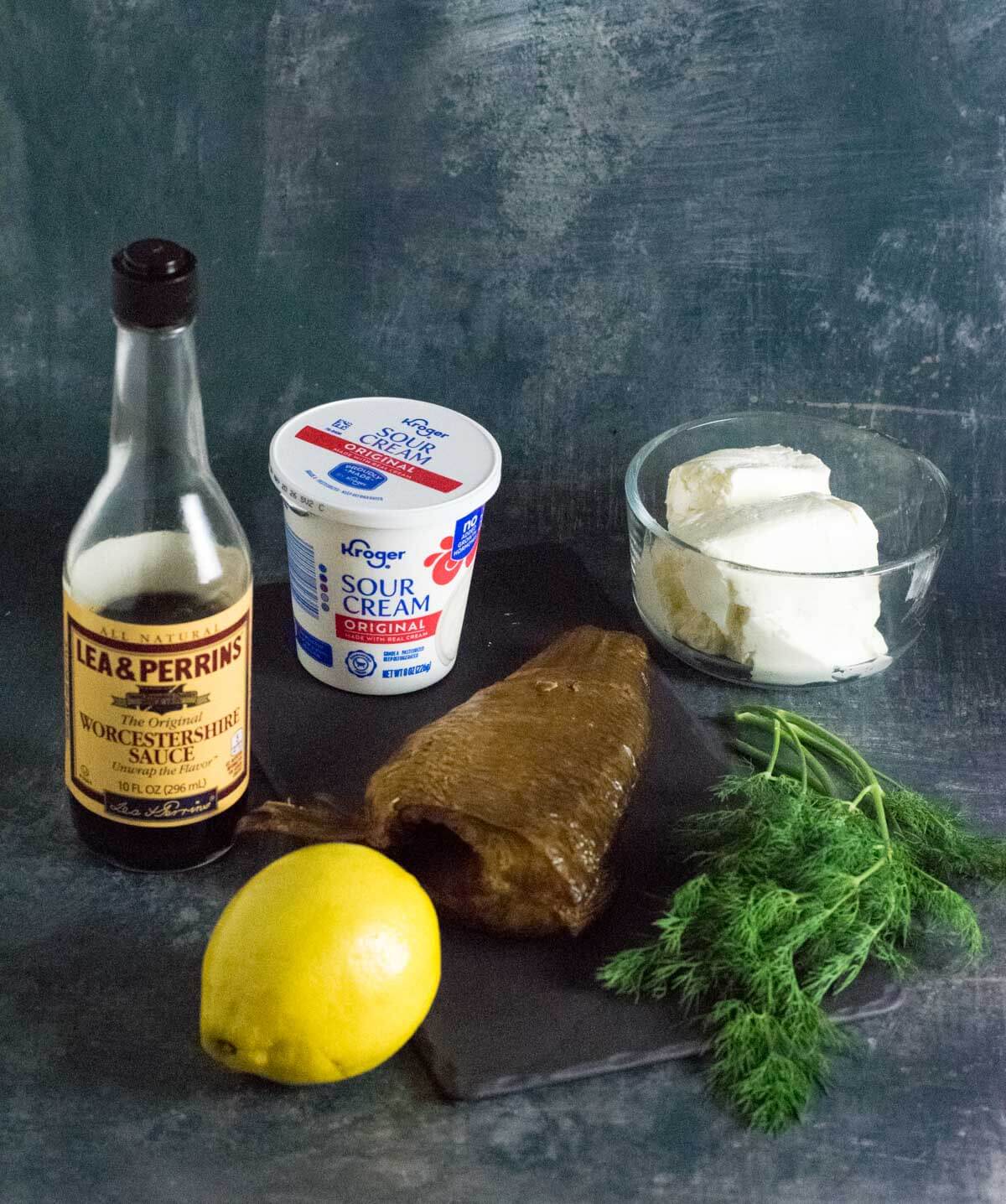Showing ingredients for Smoked fish dip.