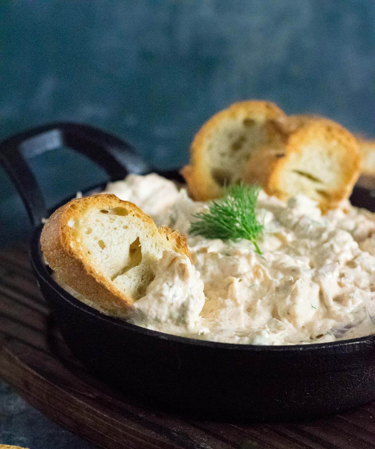 Serving smoked fish dip.