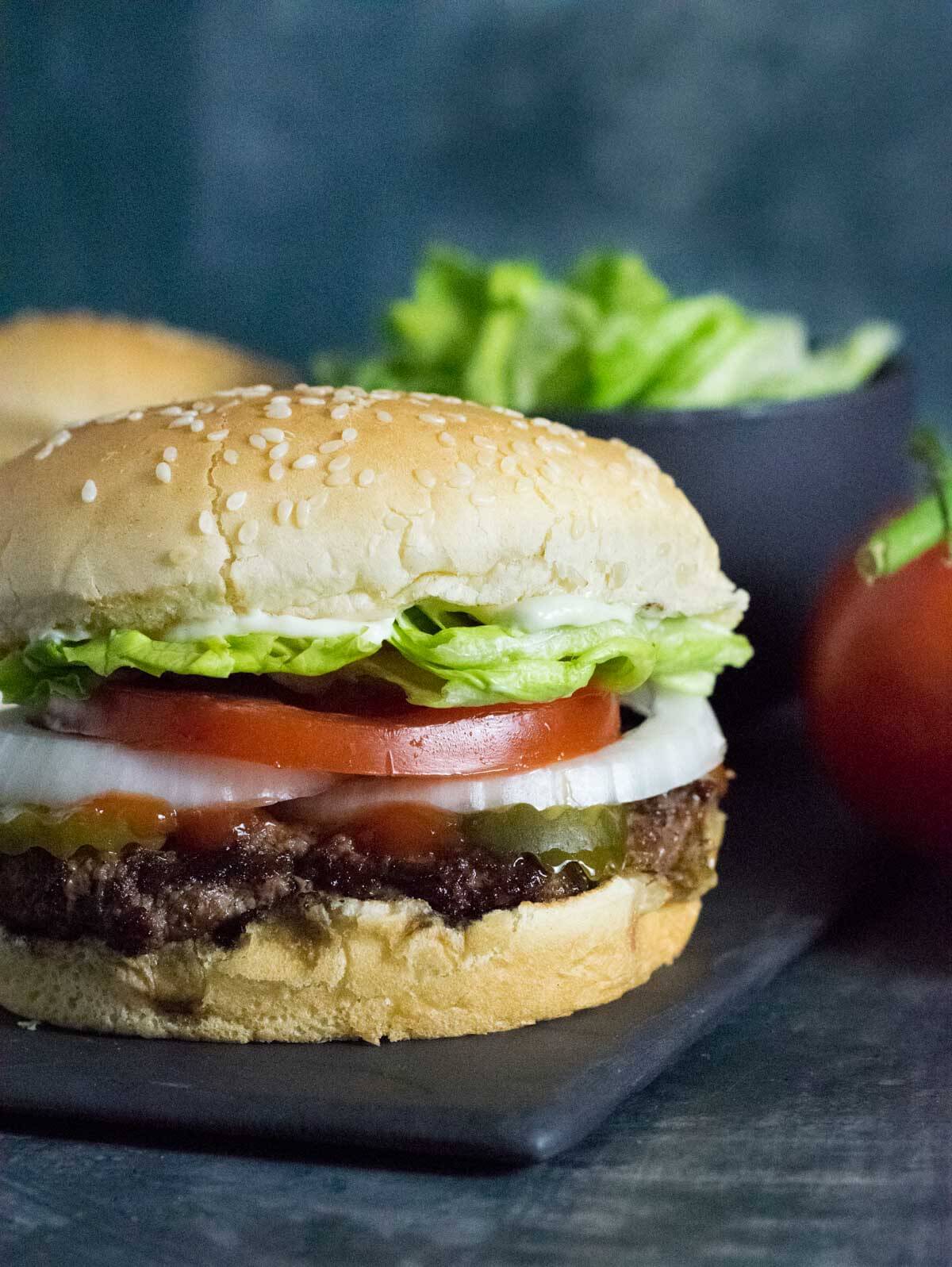 Serving Homemade Burger King Whopper.