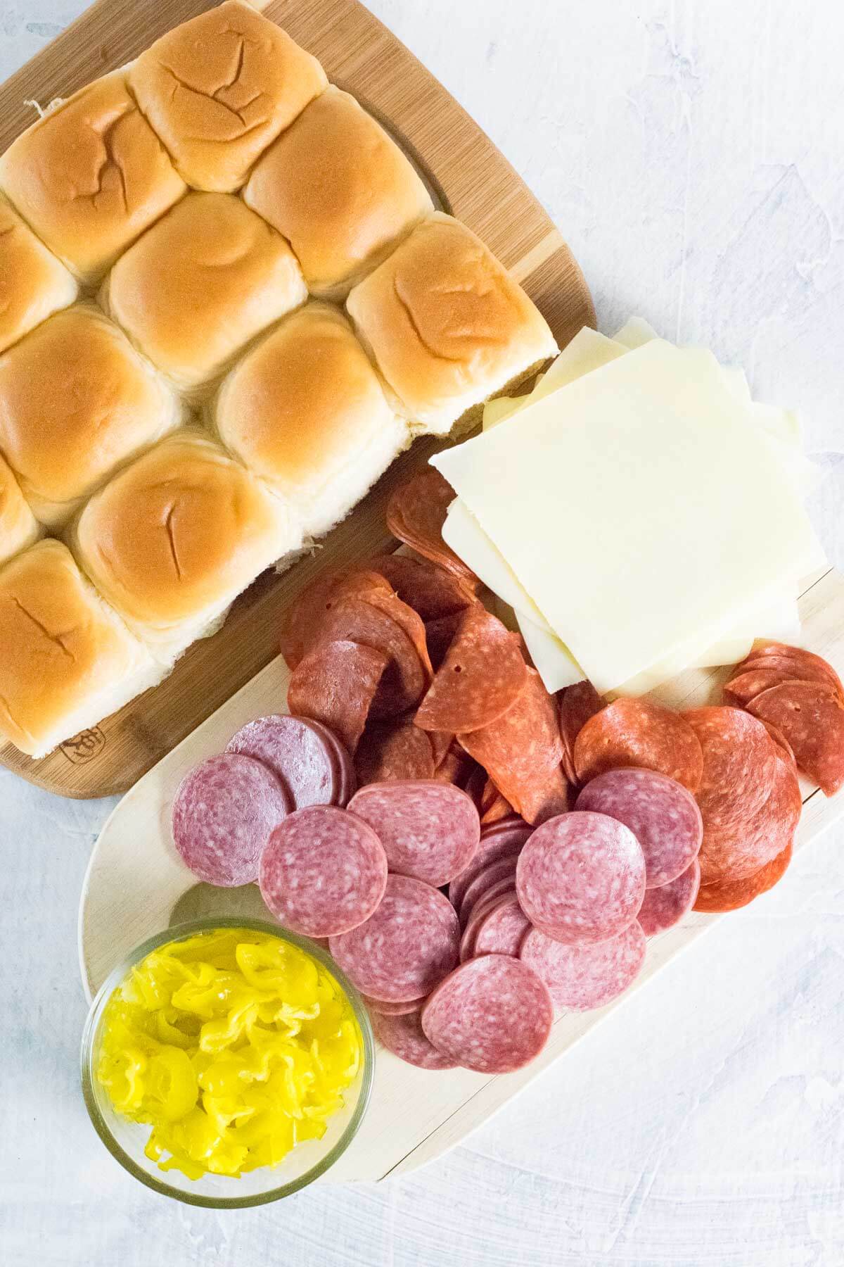 Showing ingredients for Italian sliders.