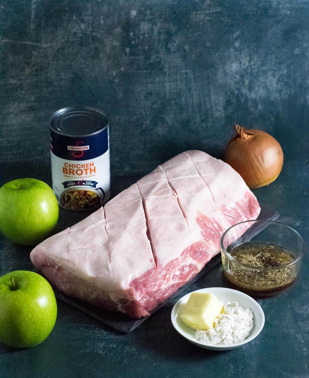 Showing ingredients for Roasted pork loin with gravy.